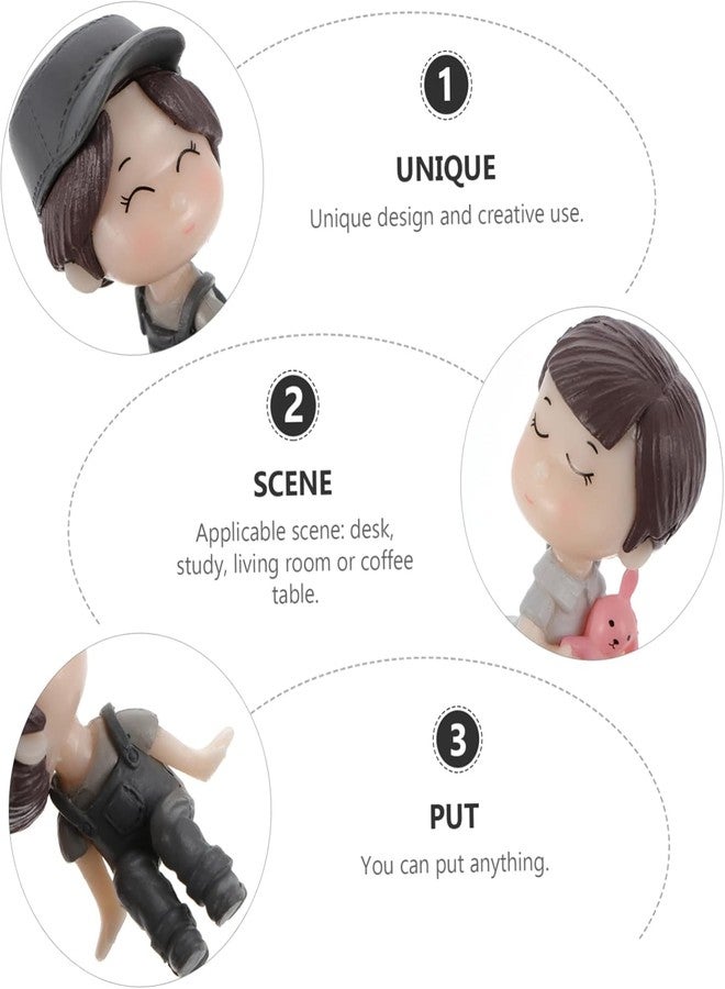 The Pot Dealer Miniature Small Decorative Pieces Mini Toy Couple stuate Stool Couple Ornaments Auto Interior Mini Garden Figurines Couple Statue Boy Ideal Gift for Friends (Couple) - Image 2